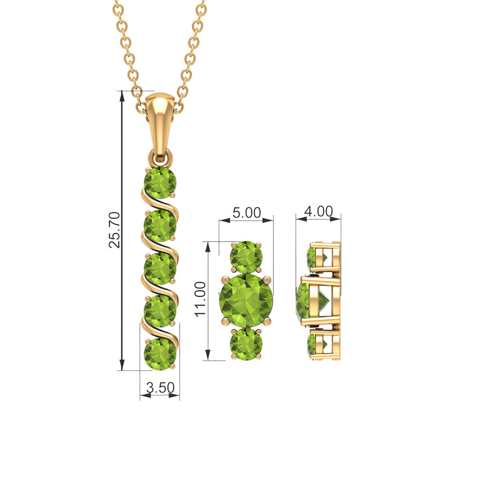 Elegant Peridot Bar Jewelry Set Peridot - ( AAA ) - Quality - Rosec Jewels