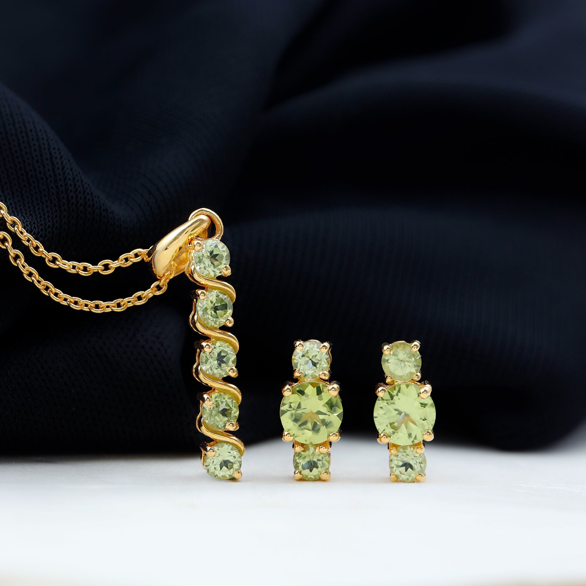 Elegant Peridot Bar Jewelry Set Peridot - ( AAA ) - Quality - Rosec Jewels