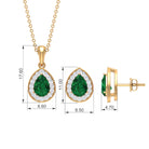 Classic Pear Shaped Created Emerald And Moissanite Teardrop Jewellery Set Lab Created Emerald - ( AAAA ) - Quality - Rosec Jewels