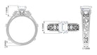 Rosec Jewels-Emerald Cut Moissanite Solitaire Band Ring with Ivy Scroll Shank