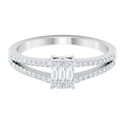 Rosec Jewels-Split Shank Diamond Engagement Ring in Illusion Setting