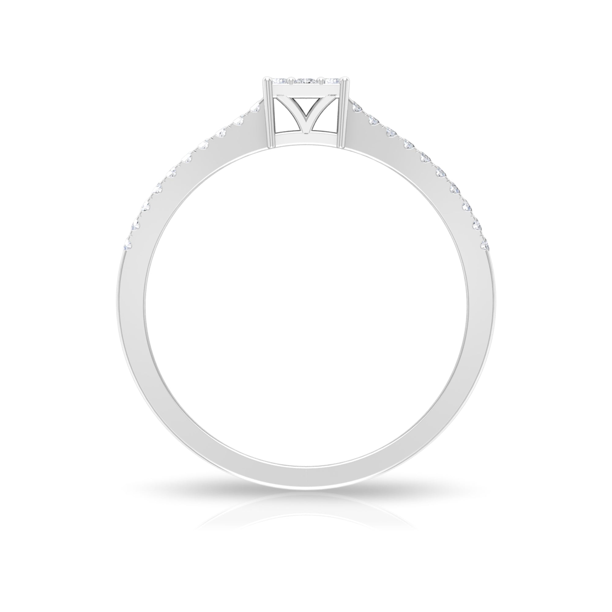 Rosec Jewels-Split Shank Diamond Engagement Ring in Illusion Setting