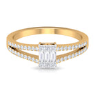 Rosec Jewels-Split Shank Diamond Engagement Ring in Illusion Setting