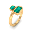 Rosec Jewels-1 CT Moi Et Toi Octagon Cut Emerald Two Stone Engagement Ring