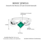 Rosec Jewels-Princess Cut Lab Grown Emerald Bypass Engagement Ring with Diamond