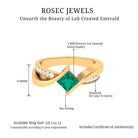 Rosec Jewels-Princess Cut Lab Grown Emerald Bypass Engagement Ring with Diamond