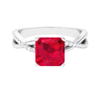 Rosec Jewels-Asscher Cut Lab Grown Ruby Solitaire Ring with Diamond Infinity Shank