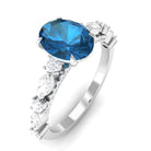 Rosec Jewels-2.25 CT Solitaire Accent Ring with Created London Blue Topaz and Diamond