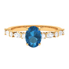 Rosec Jewels-2.25 CT Solitaire Accent Ring with Created London Blue Topaz and Diamond