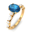 Rosec Jewels-2.25 CT Solitaire Accent Ring with Created London Blue Topaz and Diamond