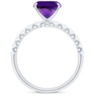 Rosec Jewels-Cushion Cut Amethyst Solitaire Engagement Ring with Diamond