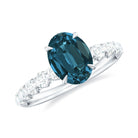 Rosec Jewels-Royal London Blue Topaz Solitaire and Diamond Side Stone Engagement Ring