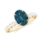 Rosec Jewels-Royal London Blue Topaz Solitaire and Diamond Side Stone Engagement Ring