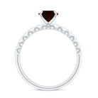 Rosec Jewels-8X6 MM Oval Cut Garnet Solitaire with Diamond Side Stones Ring