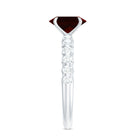 Rosec Jewels-8X6 MM Oval Cut Garnet Solitaire with Diamond Side Stones Ring