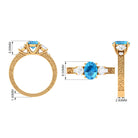 Rosec Jewels-Solitaire Oval Cut Swiss Blue Topaz and Moissanite Gold Engagement Ring