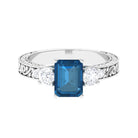 2.25 CT Three Stone Ring with London Blue Topaz and Moissanite London Blue Topaz - ( AAA ) - Quality - Rosec Jewels