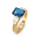 2.25 CT Three Stone Ring with London Blue Topaz and Moissanite London Blue Topaz - ( AAA ) - Quality - Rosec Jewels