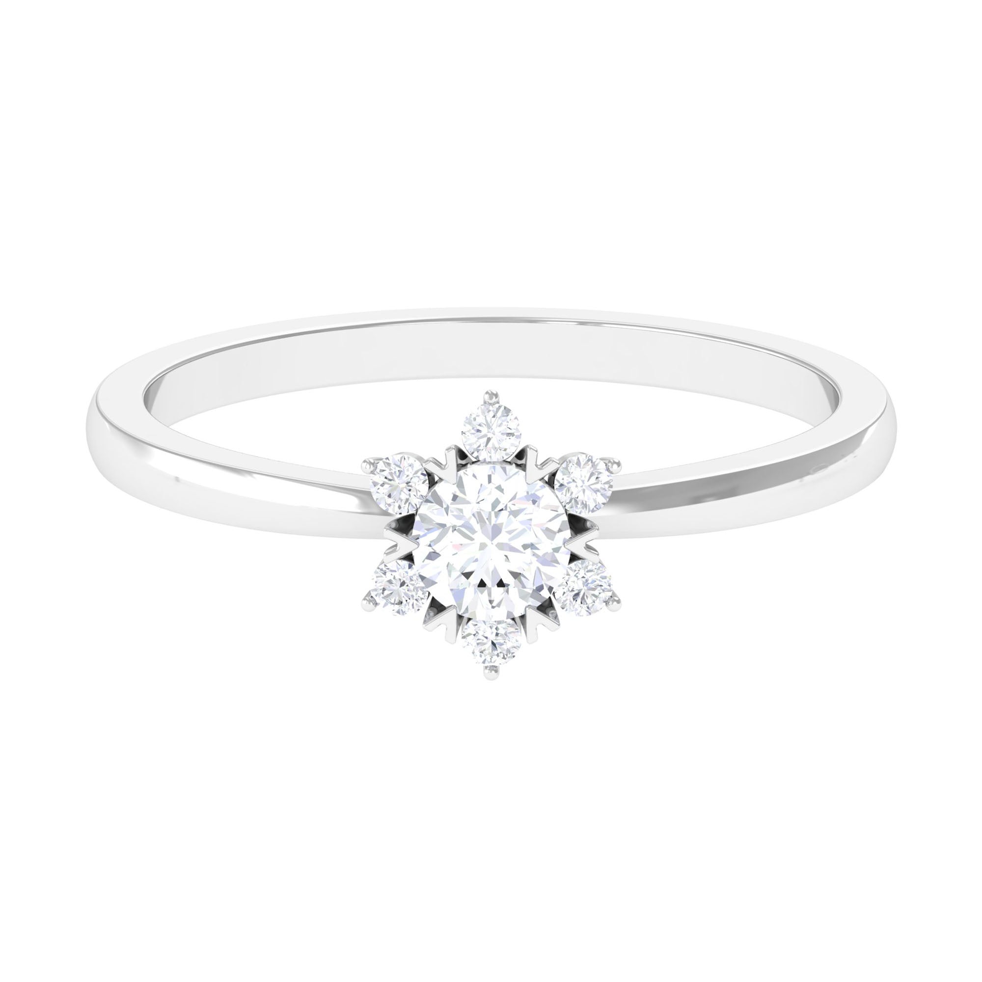 Rosec Jewels-Round Moissanite Flower Promise Ring