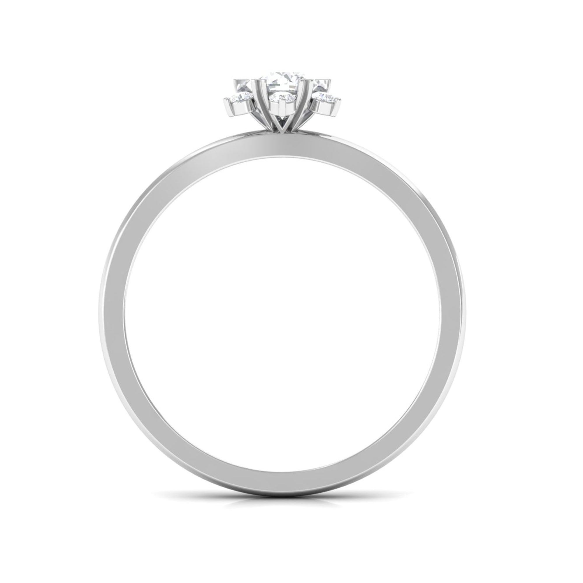 Rosec Jewels-Round Moissanite Flower Promise Ring