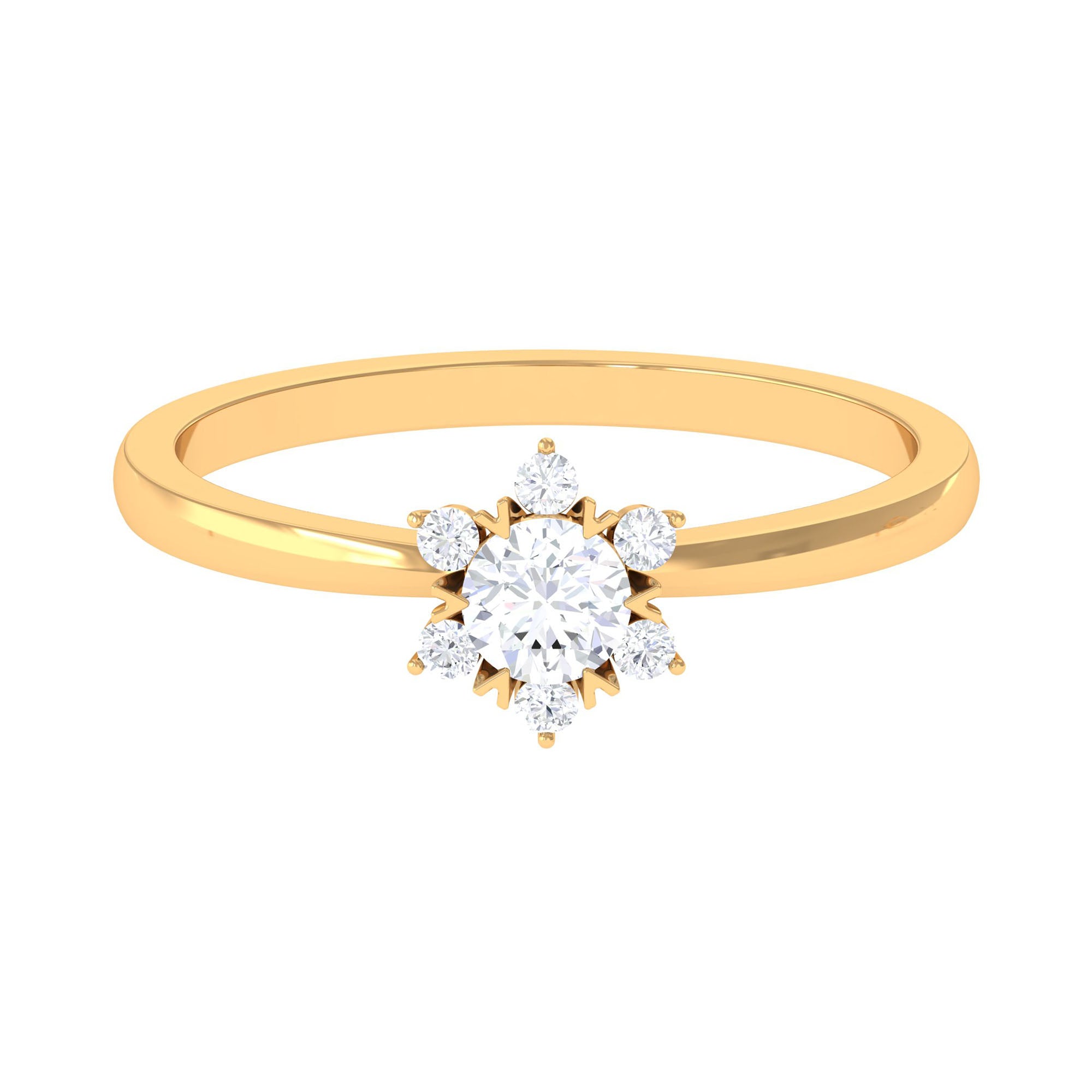 Rosec Jewels-Round Moissanite Flower Promise Ring