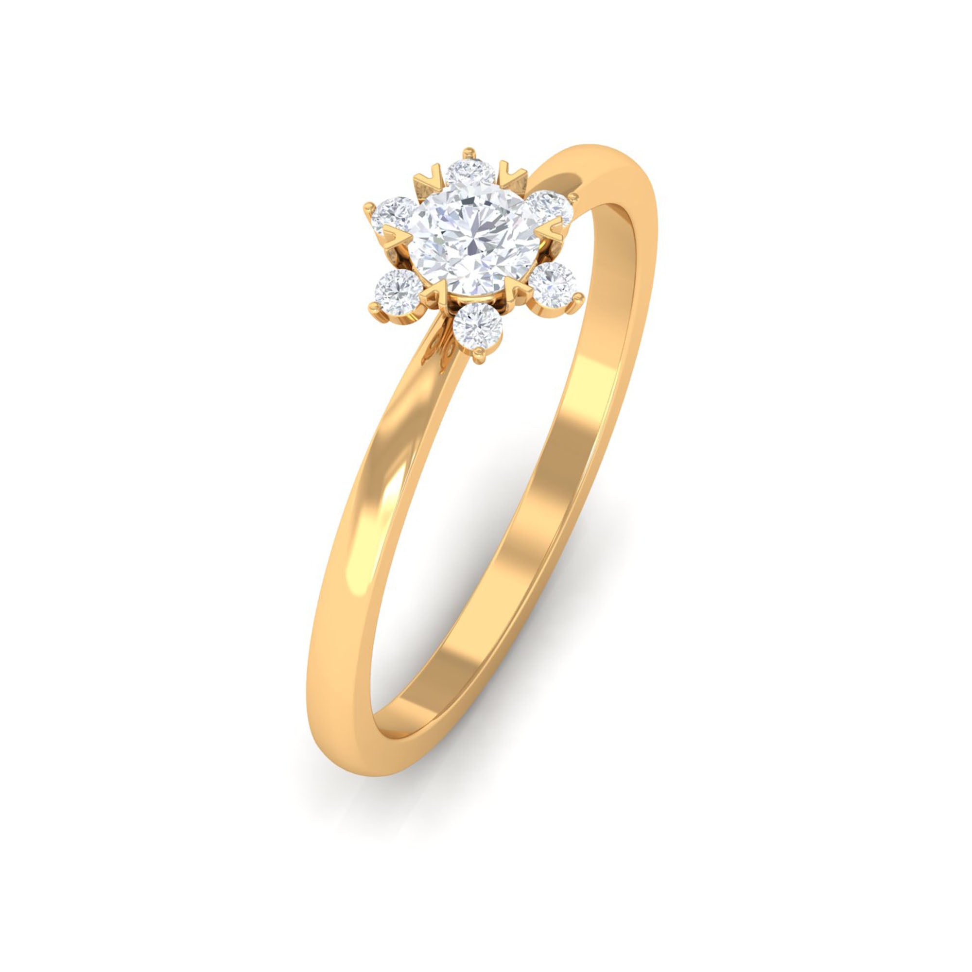 Rosec Jewels-Round Moissanite Flower Promise Ring