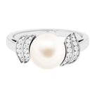 Rosec Jewels-Natural Freshwater Pearl and Diamond Solitaire Engagement Ring