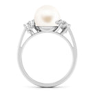 Rosec Jewels-Natural Freshwater Pearl and Diamond Solitaire Engagement Ring