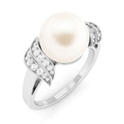 Rosec Jewels-Natural Freshwater Pearl and Diamond Solitaire Engagement Ring