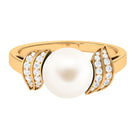 Rosec Jewels-Natural Freshwater Pearl and Diamond Solitaire Engagement Ring