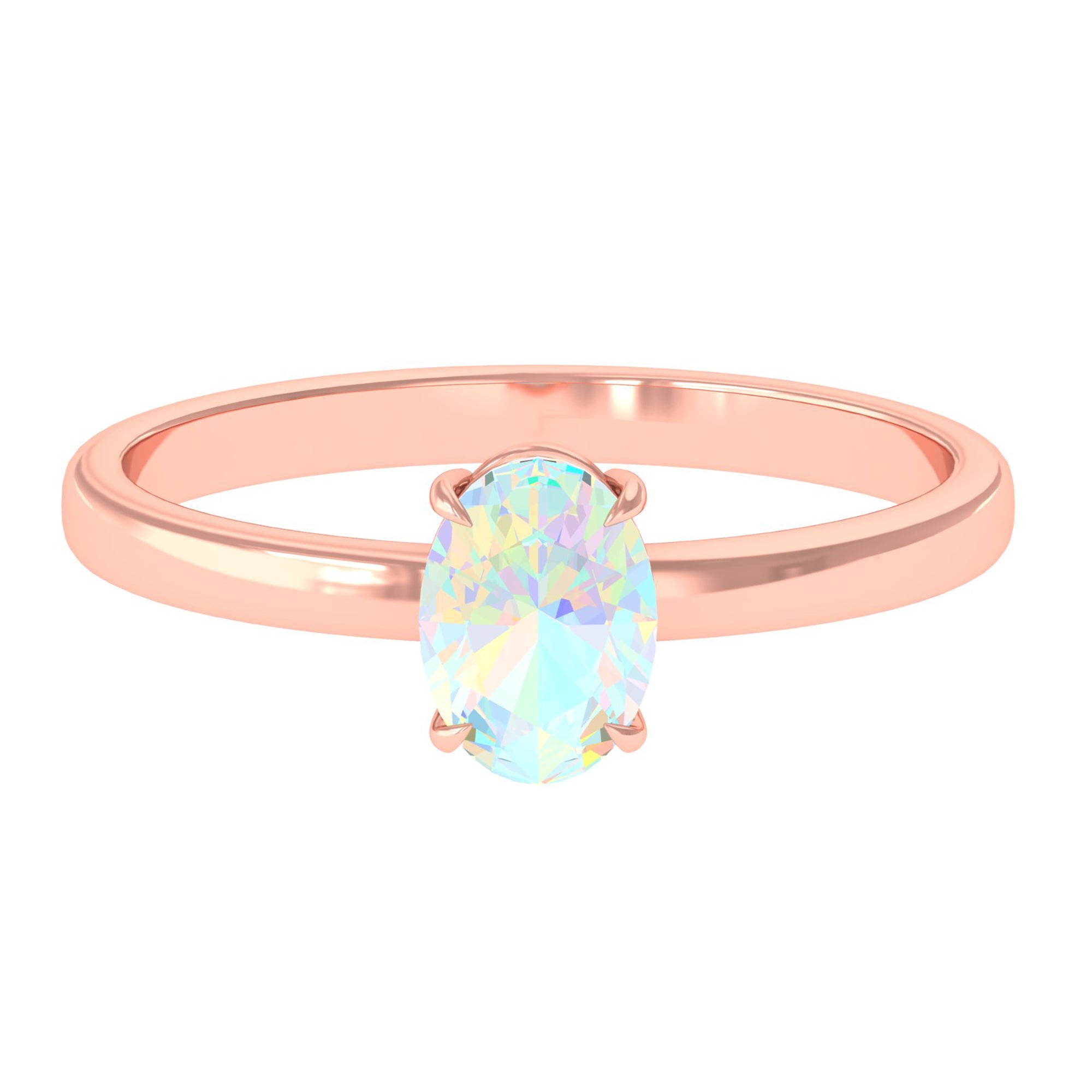 Rosec Jewels-5X7 MM Oval Cut Ethiopian Opal Solitaire Ring in Claw Setting