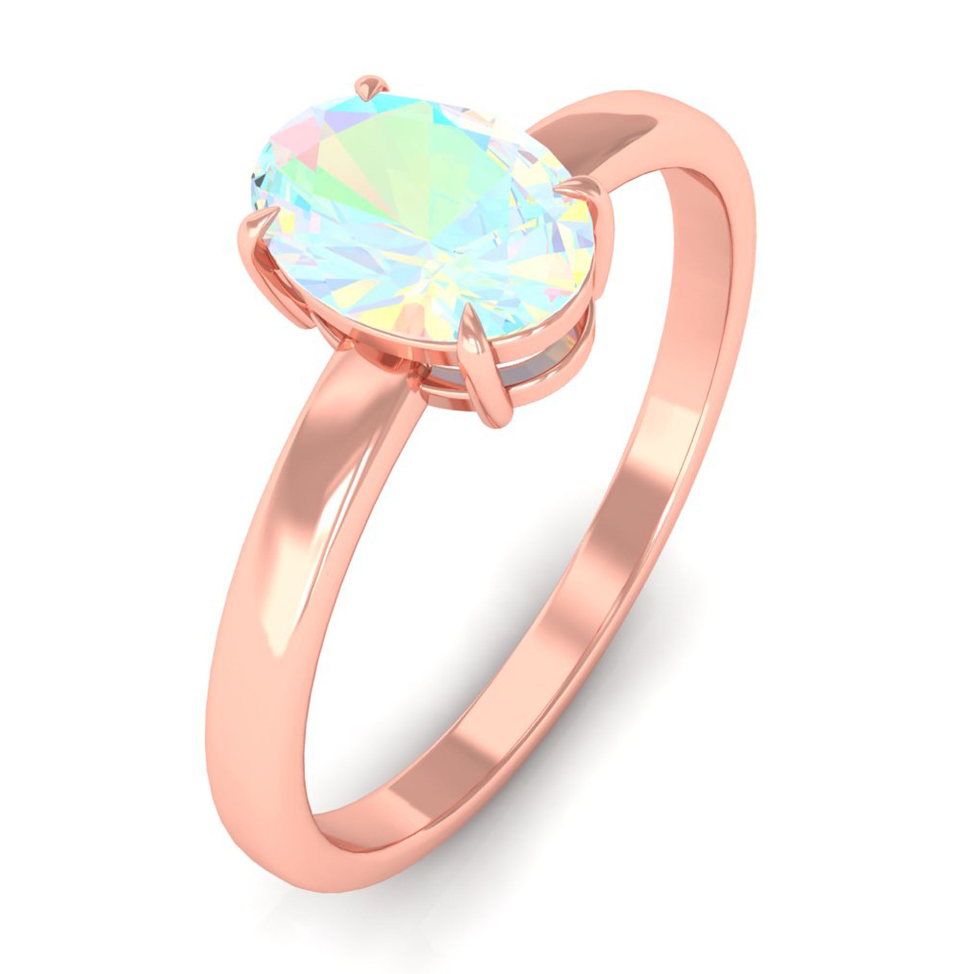 Rosec Jewels-5X7 MM Oval Cut Ethiopian Opal Solitaire Ring in Claw Setting