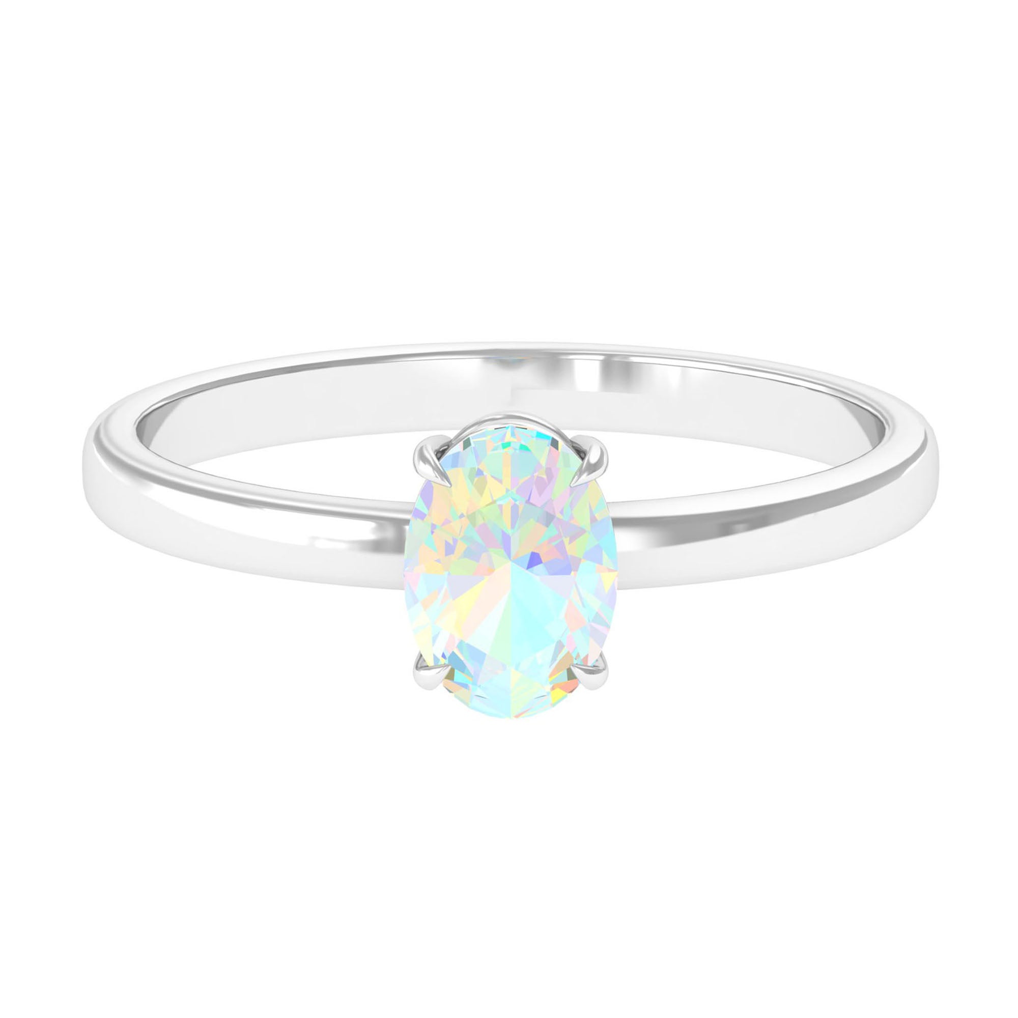 Rosec Jewels-5X7 MM Oval Cut Ethiopian Opal Solitaire Ring in Claw Setting