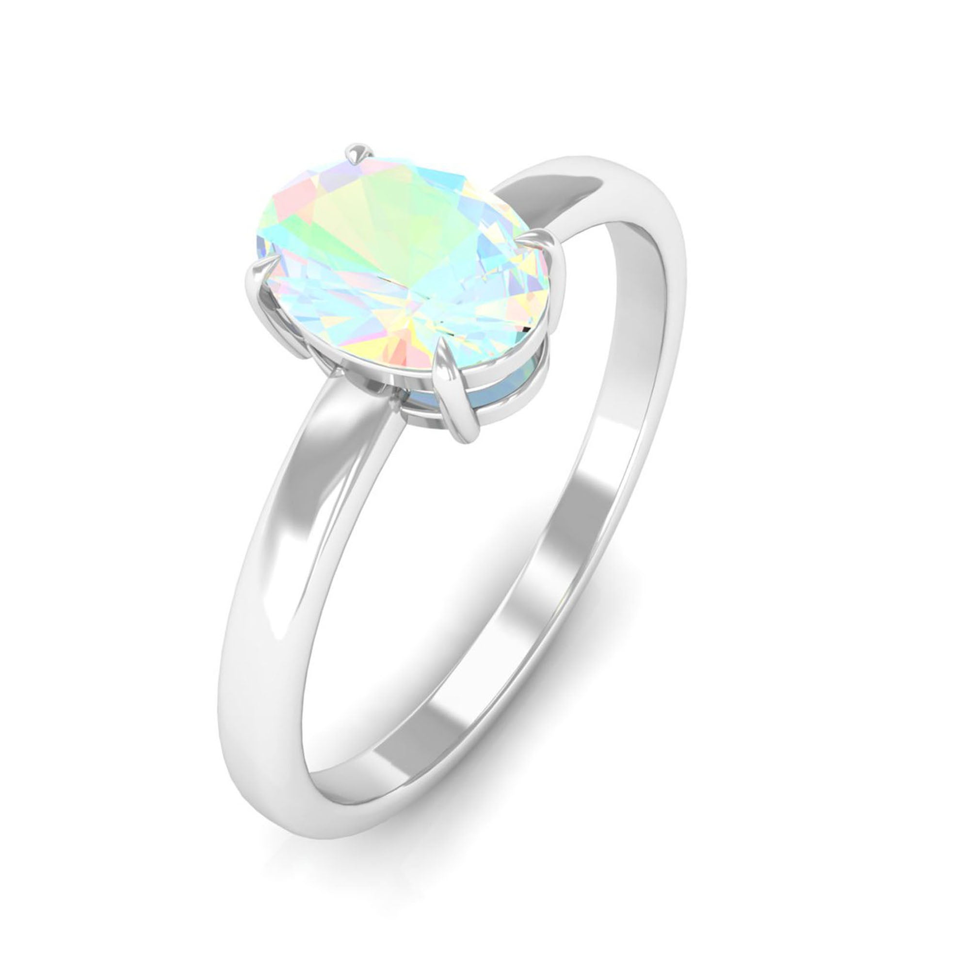 Rosec Jewels-5X7 MM Oval Cut Ethiopian Opal Solitaire Ring in Claw Setting