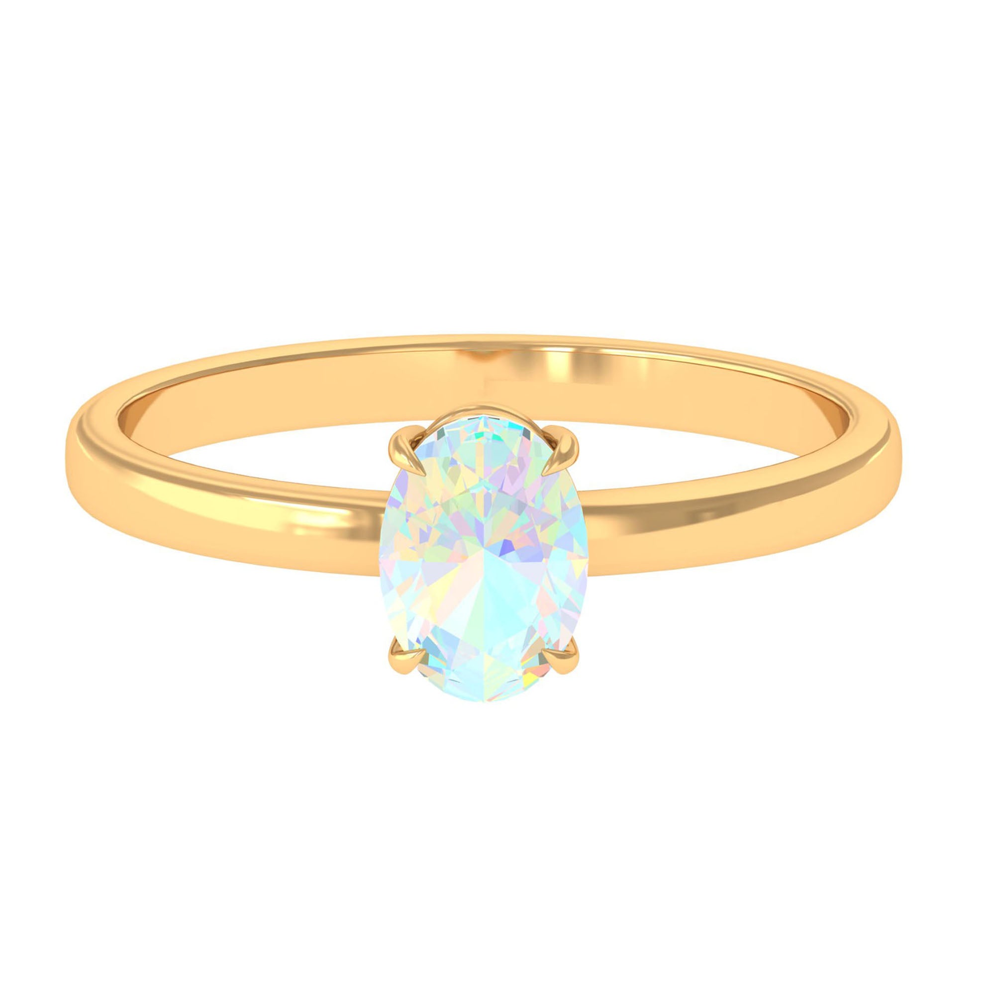 Rosec Jewels-5X7 MM Oval Cut Ethiopian Opal Solitaire Ring in Claw Setting