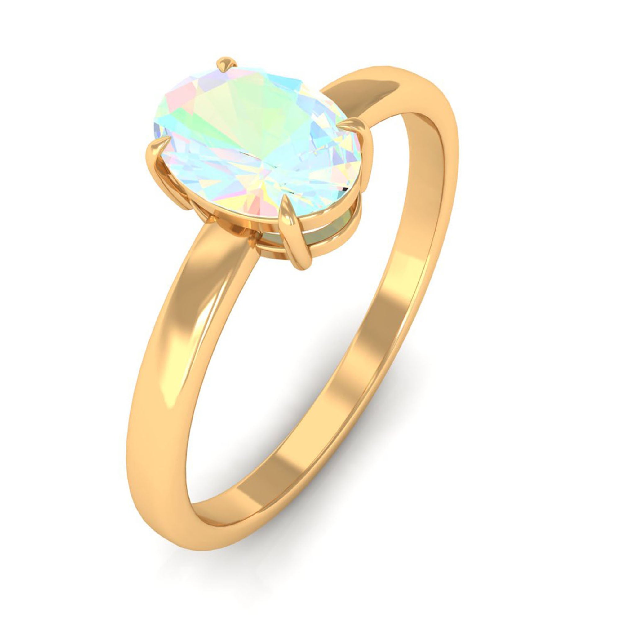 Rosec Jewels-5X7 MM Oval Cut Ethiopian Opal Solitaire Ring in Claw Setting