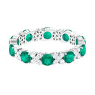 Rosec Jewels-Round Shape Real Emerald Classic Eternity Band Ring with Moissanite