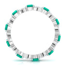 Rosec Jewels-Round Shape Real Emerald Classic Eternity Band Ring with Moissanite