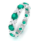 Rosec Jewels-Round Shape Real Emerald Classic Eternity Band Ring with Moissanite