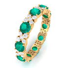 Rosec Jewels-Round Shape Real Emerald Classic Eternity Band Ring with Moissanite