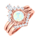 Rosec Jewels-1 CT Classic Ethiopian Opal and Diamond Wedding Ring Set