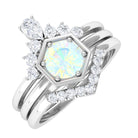 Rosec Jewels-1 CT Classic Ethiopian Opal and Diamond Wedding Ring Set