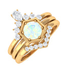 Rosec Jewels-1 CT Classic Ethiopian Opal and Diamond Wedding Ring Set