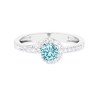 3/4 Ct Aquamarine and Diamond Halo Engagement Ring Aquamarine - ( AAA ) - Quality - Rosec Jewels