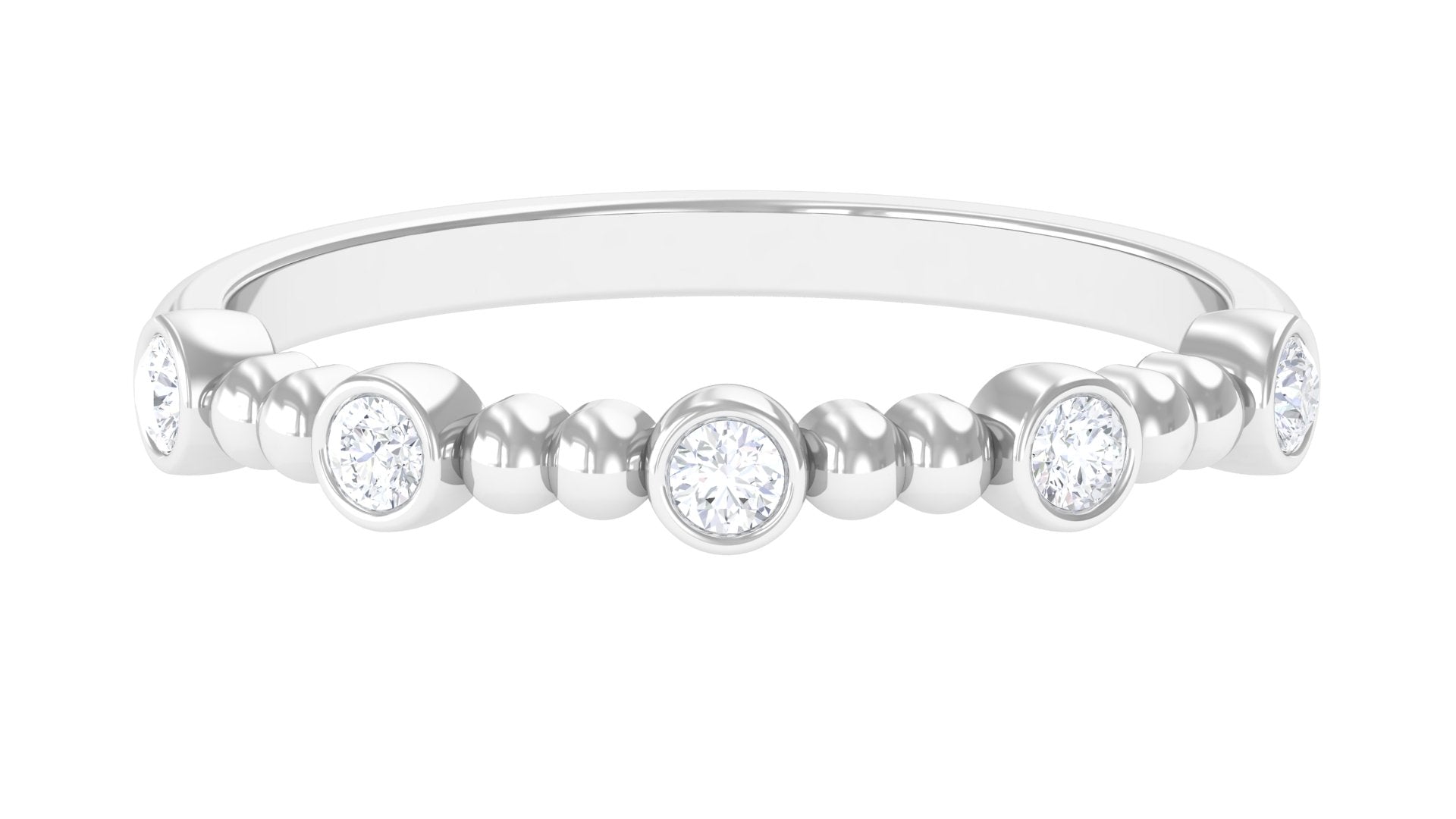 Rosec Jewels-Natural Diamond Beaded Half Eternity Stackable Ring