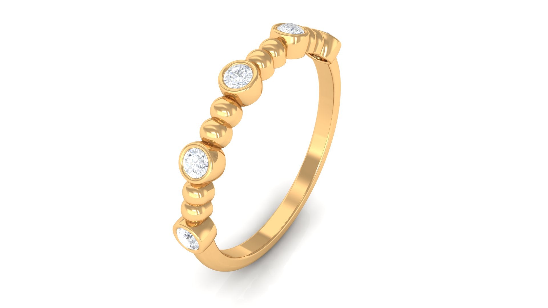 Rosec Jewels-Natural Diamond Beaded Half Eternity Stackable Ring