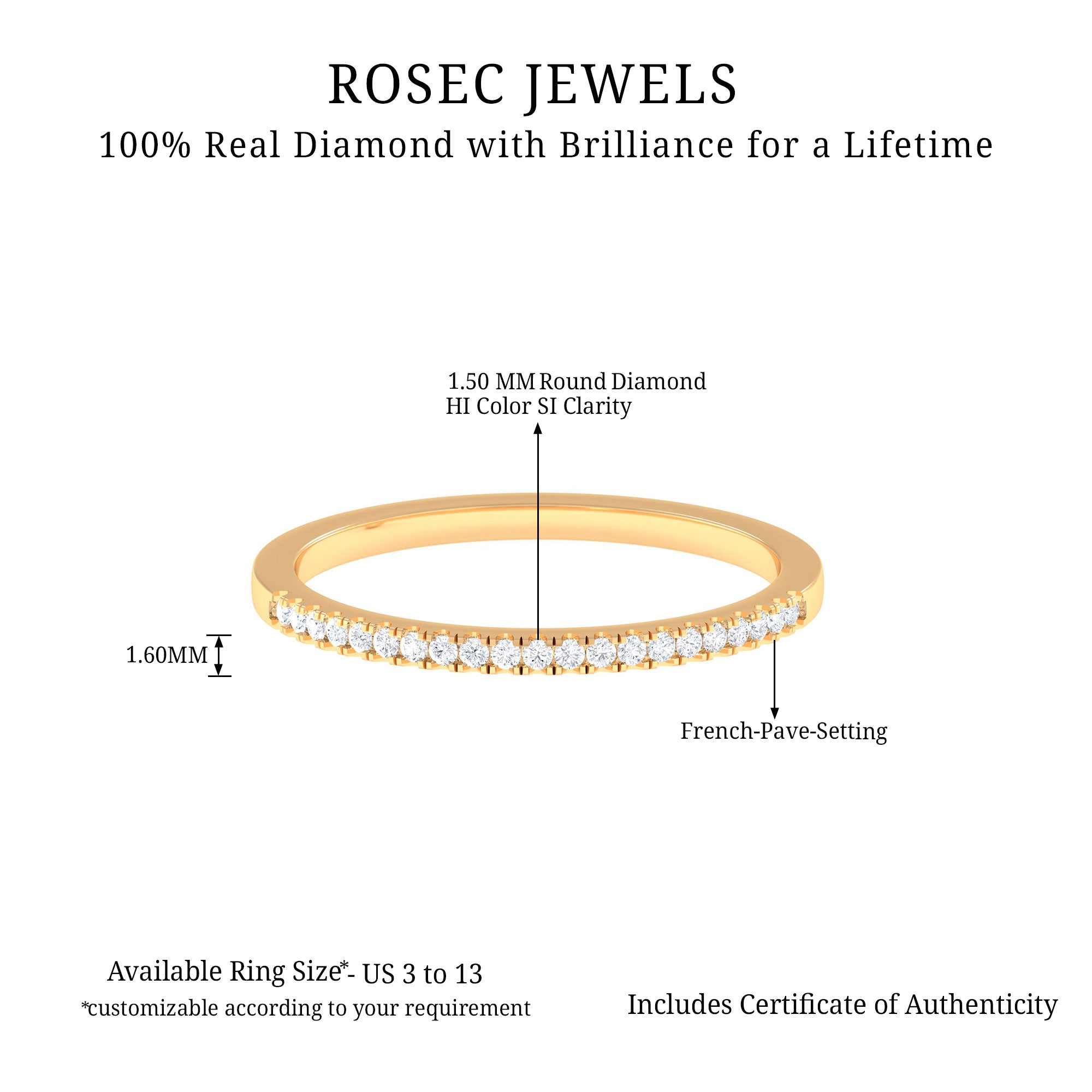 Rosec Jewels-Natural Diamond Minimal Stackable Band Ring