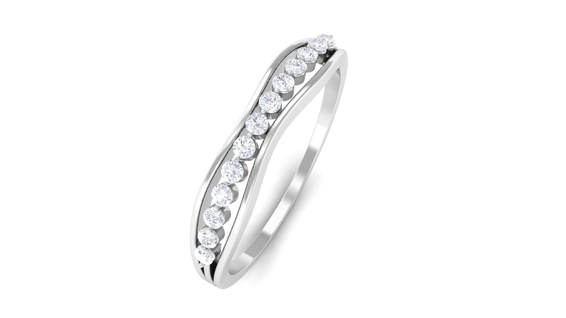 Rosec Jewels-Natural Diamond Half Eternity Minimal Stackable Ring