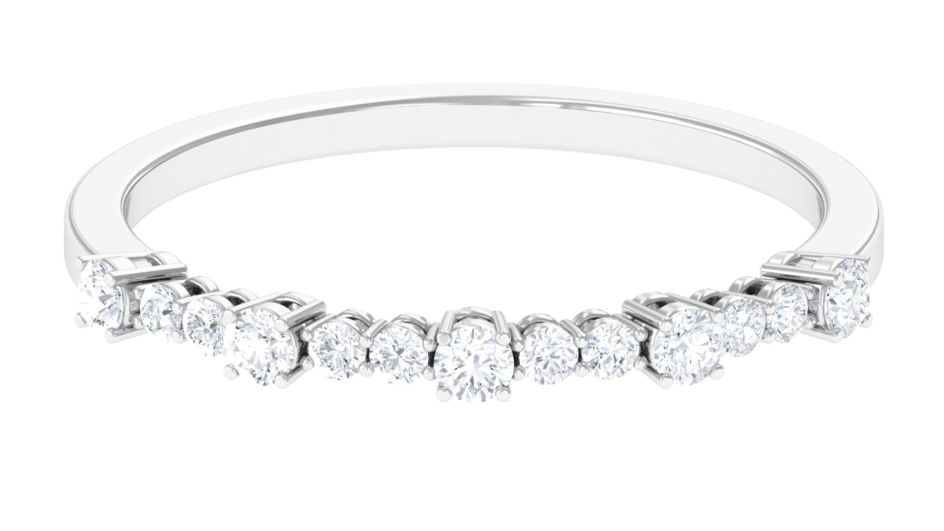 Rosec Jewels-Minimal Diamond Half Eternity Stackable Ring