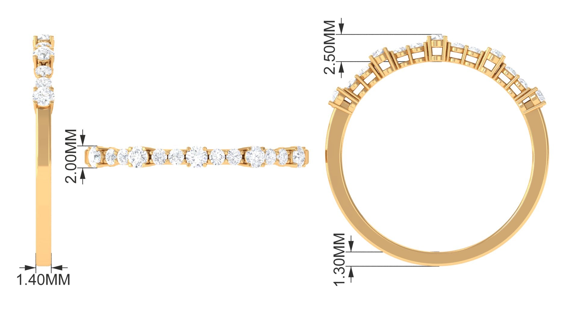 Rosec Jewels-Minimal Diamond Half Eternity Stackable Ring